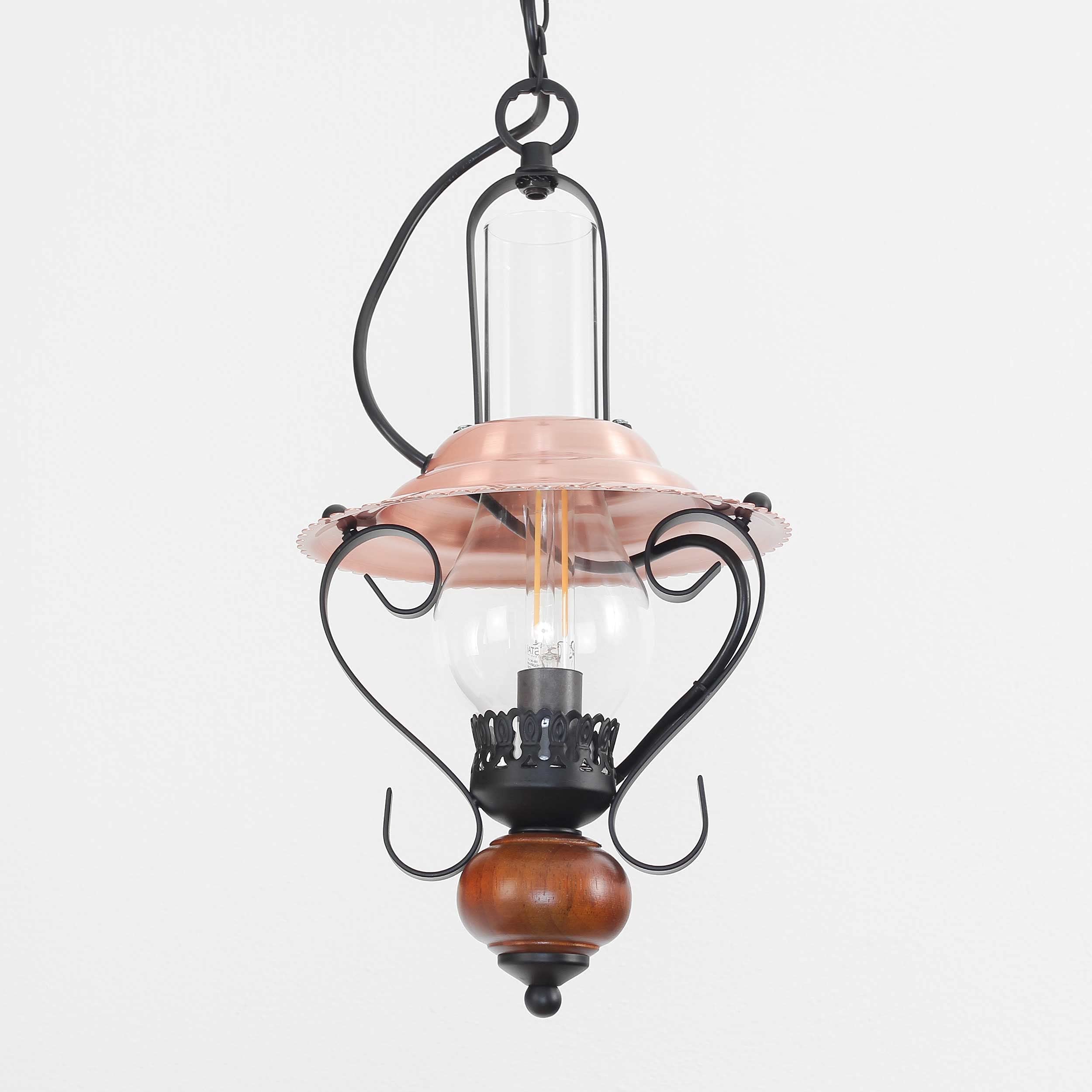 Rustikale Hängeleuchte Mit Kupferdach – Petro-Stil Pendellampe Für E14 Leuchtmittel, 200 Mm Schirm, 1470 Mm Hängelänge