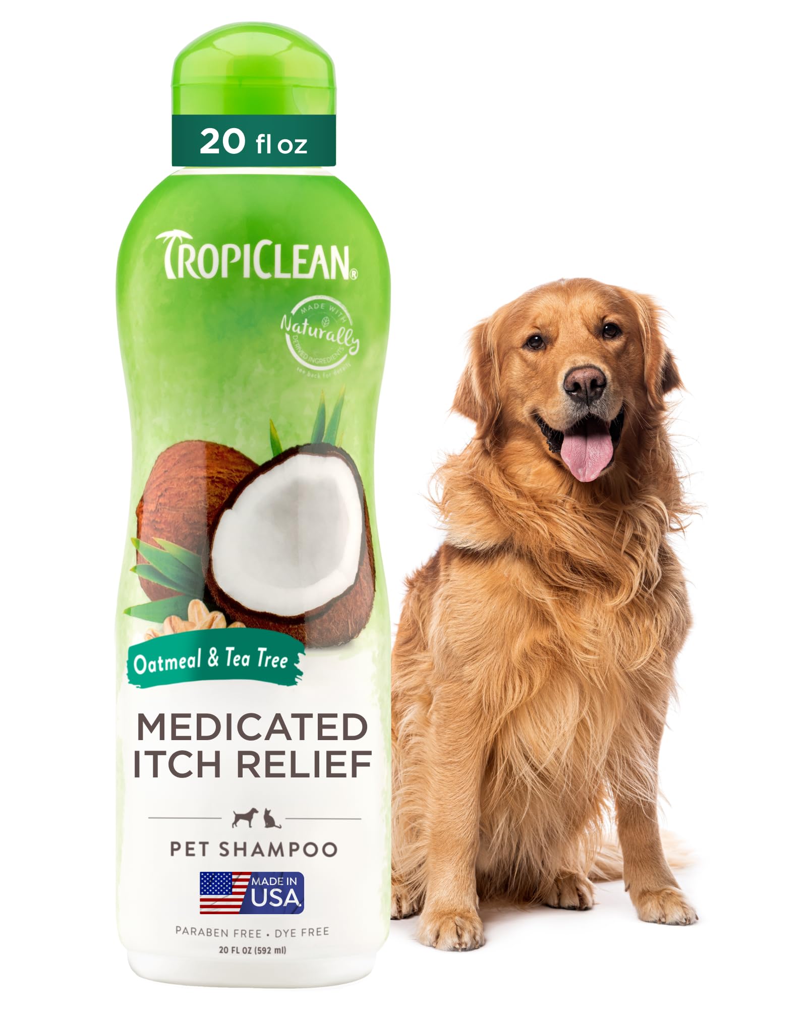 TropiClean Oatmeal and Tea Tree Pet Shampoo, 20oz