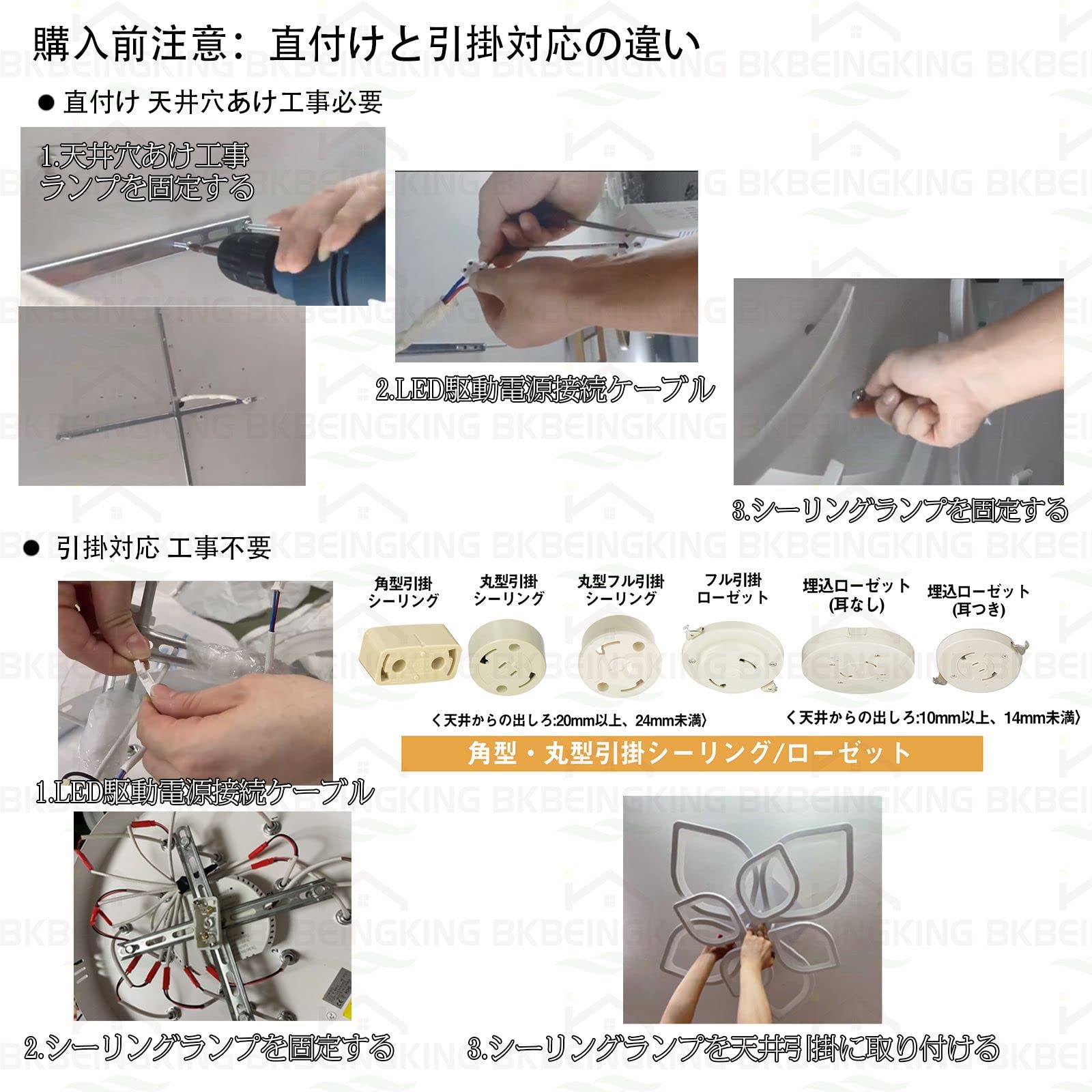 Amazon.co.jp: BKBEINGKING: おしゃれ 組み立て シーリングライト