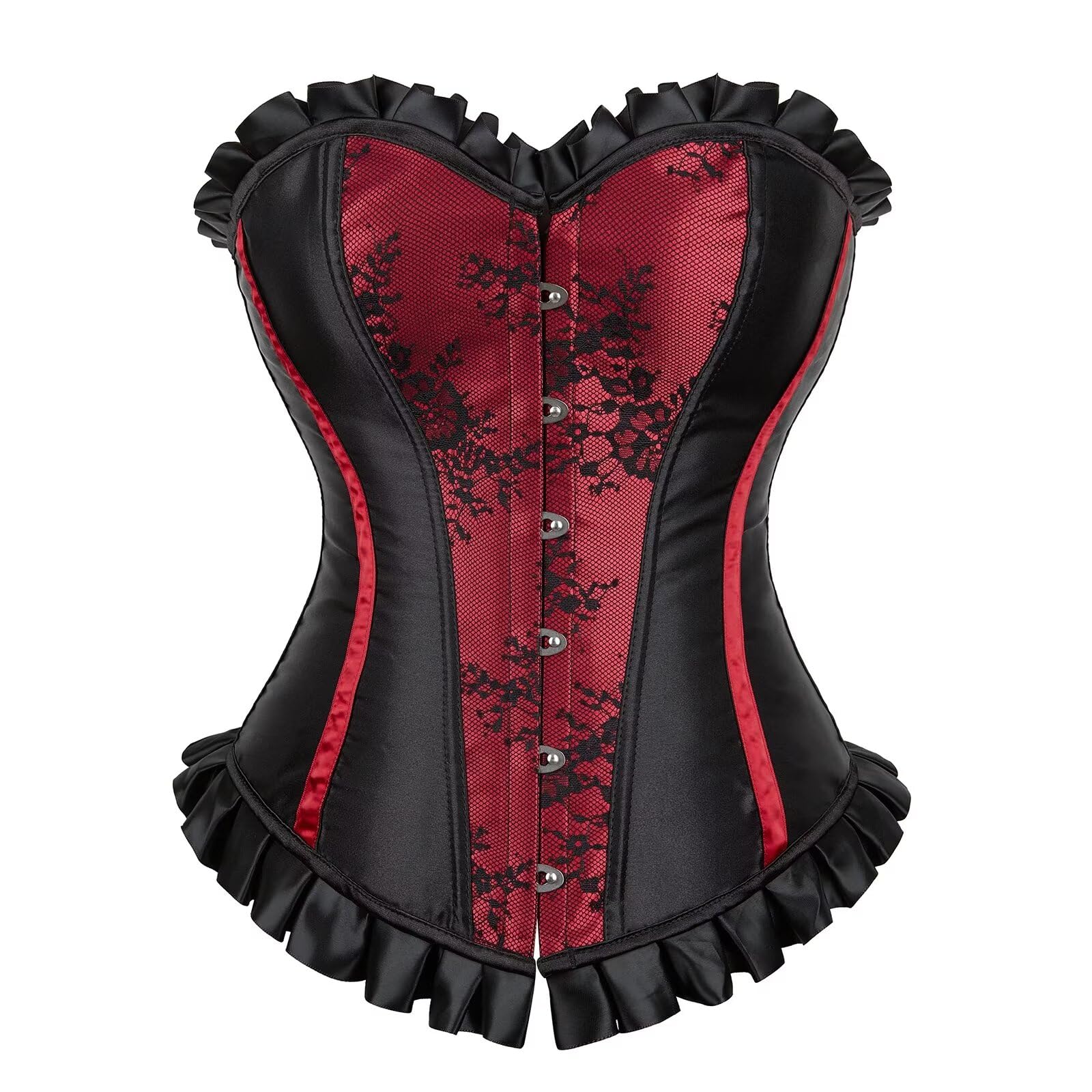 Corset Dress Skirt Long Asymmetry Women Lace pu Bustier Gothic Lingerie Plus Size