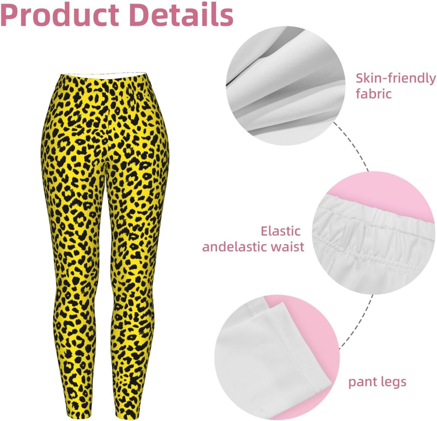 Yellow Stretch Leggings,Opaque Printed Elasticity Pants for Workout | Tummy control,Comfortable and breathable,Not tie your legs tightly