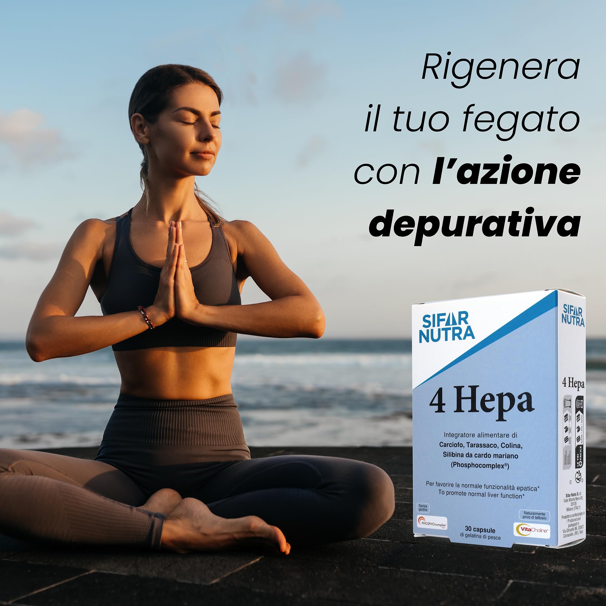 Sifar Nutra 4 Hepa | integratore depurativo fegato | per la normale funzionalità epatica | con carciofo, tarassaco, colina, silibina da cardo mariano | 30 capsule