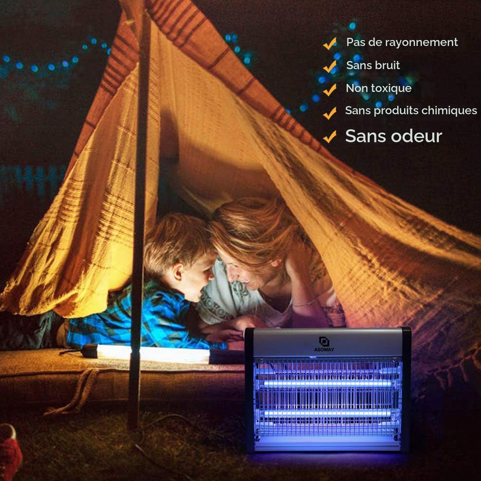 Lampe Anti Moustique, UV Tueur d'Insectes Électrique Tue Mouche Eléctrique Exterieur et intérieur, électrique Bug Zapper Efficace Portée 80 m² (Argenté)