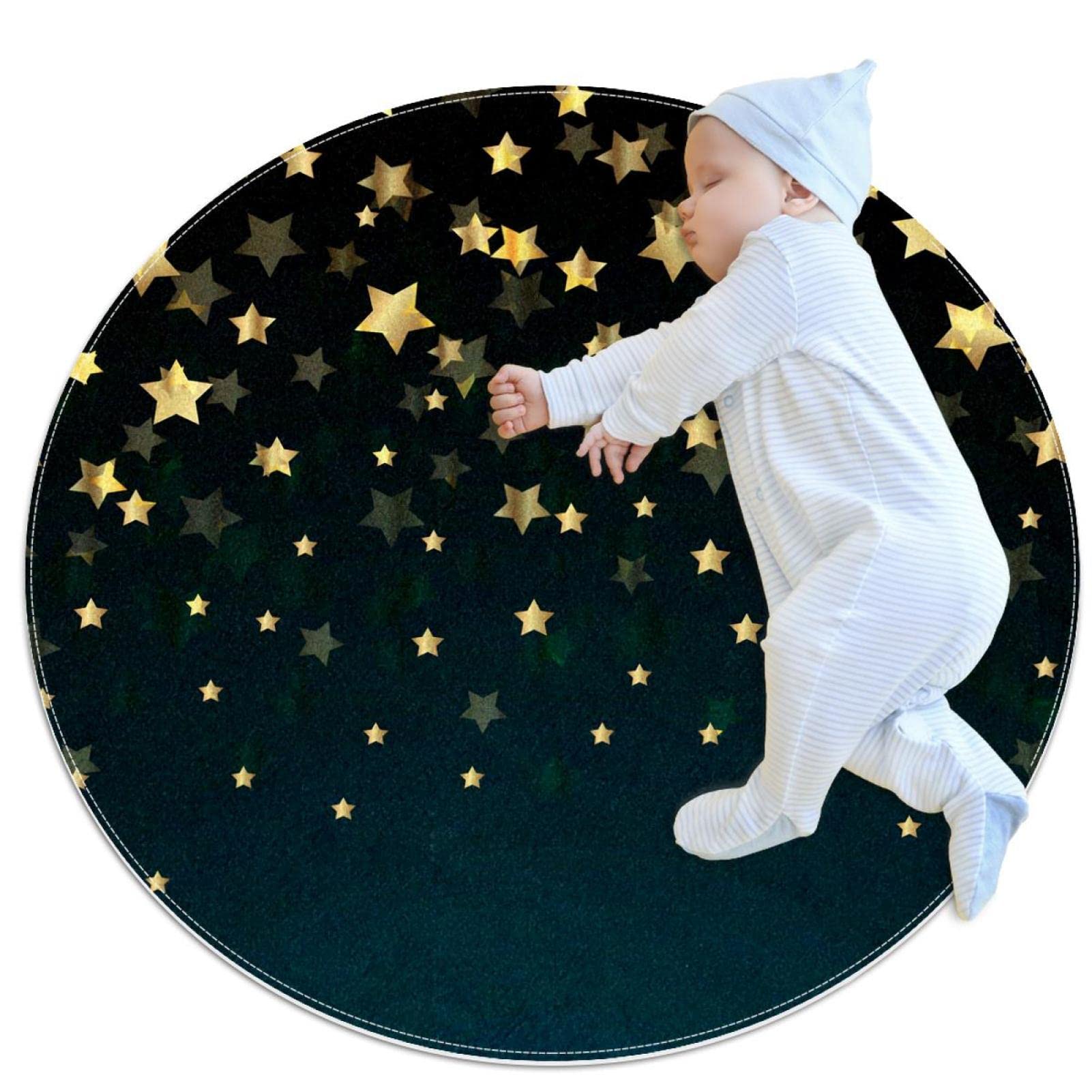 Tapis de jeu pour enfants JDEZ rond 80x80cm pour éviter les glissades des jouets sur le parquet