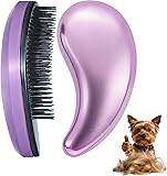 Cepillo para perros pequeños: herramienta de aseo para ositos, yorkshire terrier, malteses, shih tzu y chihuahuas. Cepillo para el pelo de cachorros (galvanoplastia morada).