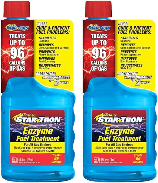 StarBrite Star Tron Enzyme Fuel Treatment, Small Engine Formula, 16 Fl Oz Treats up to 96 Gallons Gas Additive Rejuvenates & Stabilizes Old Gasoline, Cures & Prevents Ethanol Problems - 2 Pack, Blue