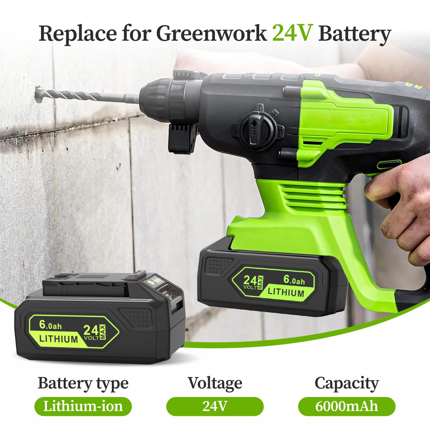 Amazon.com: Zpubnor 24V 6.0Ah Replacement Battery for Greenworks
