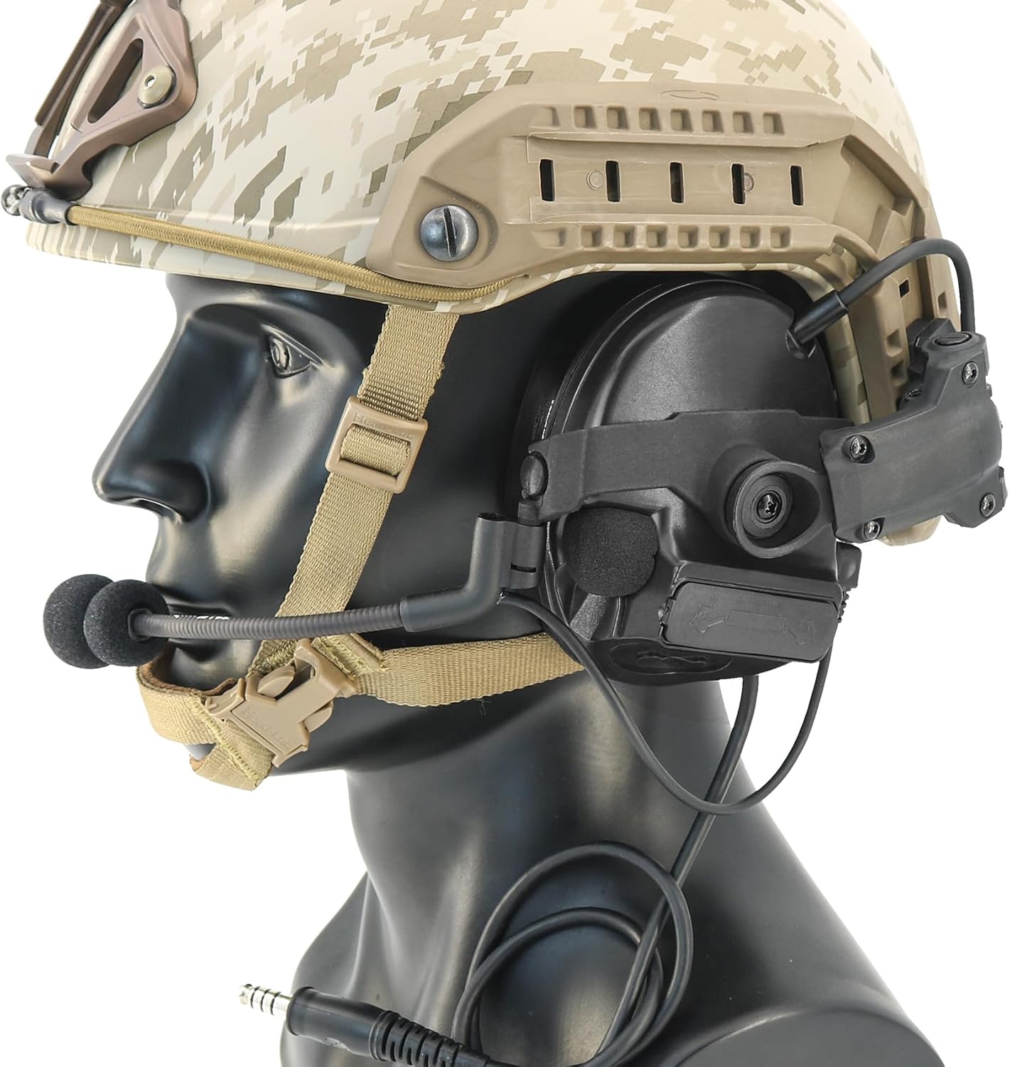 HEARFALCOM Tactical Headset COMAT III Tactical Helmet ARC Rail Adapter Non-Military Version Noise-Cooling Pick-UP Shooting Headset with V2 U94 PTT for Hunting Airgun Sports (BK)