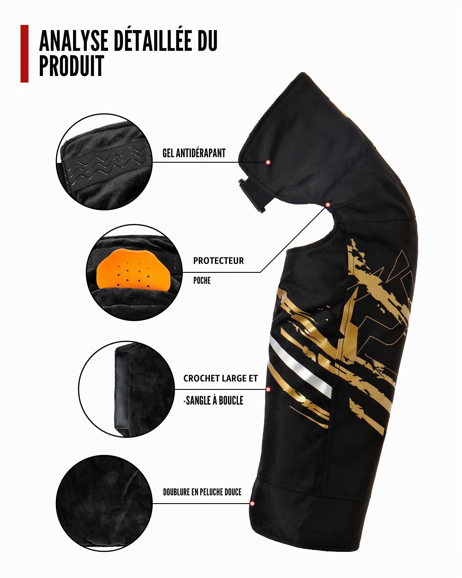 IRON JIA’S Genouillères Moto Hommes Hiver, Equipement de Protection CE2 Amovible, Chaud Imperméable et Coupe-Vent