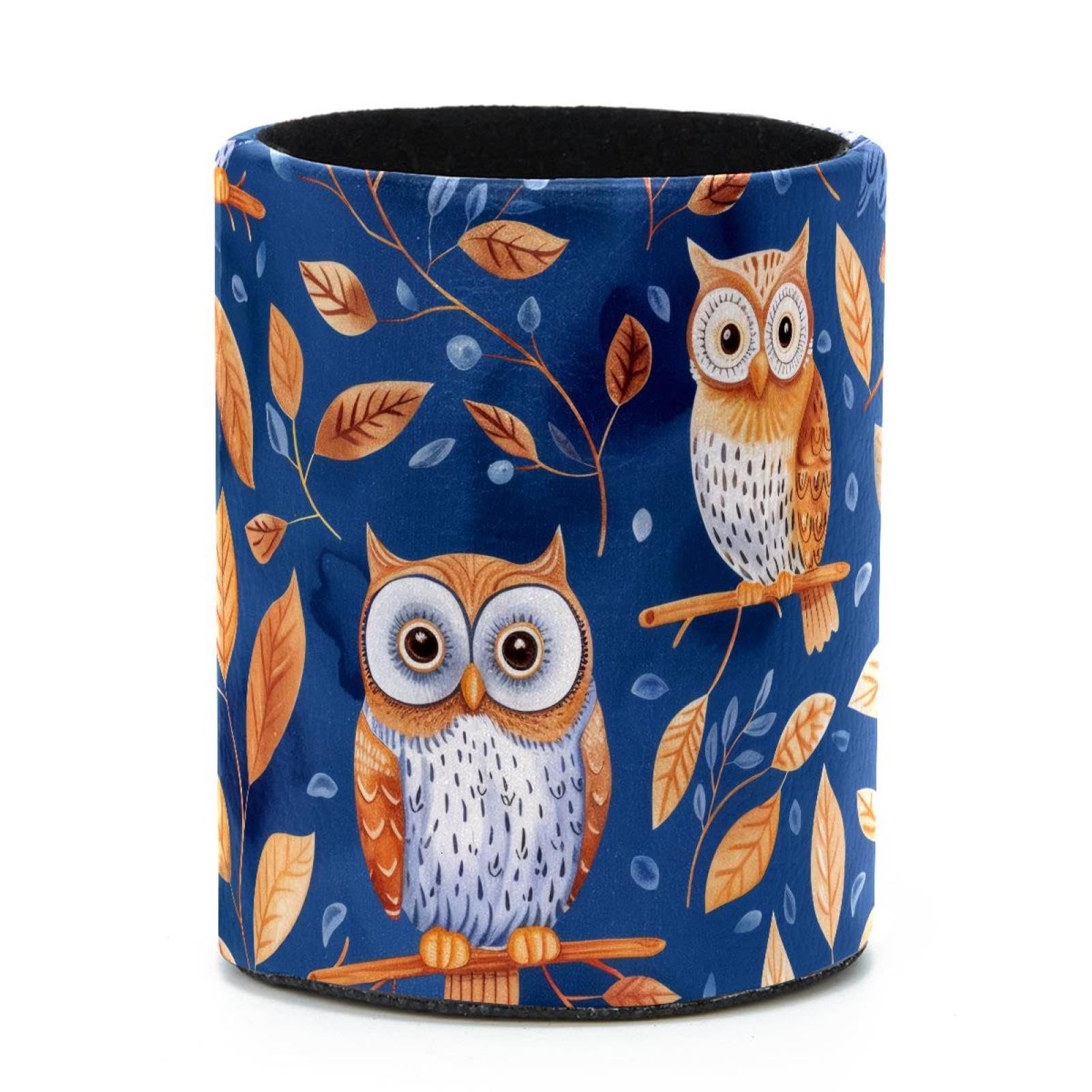 VAPOKF Round Pencil Holders for Desk, Cute Owl Pen Holders Pen Pot Makeup Brushes Storage Desktop Stationery Supplies Organiser for Home Office