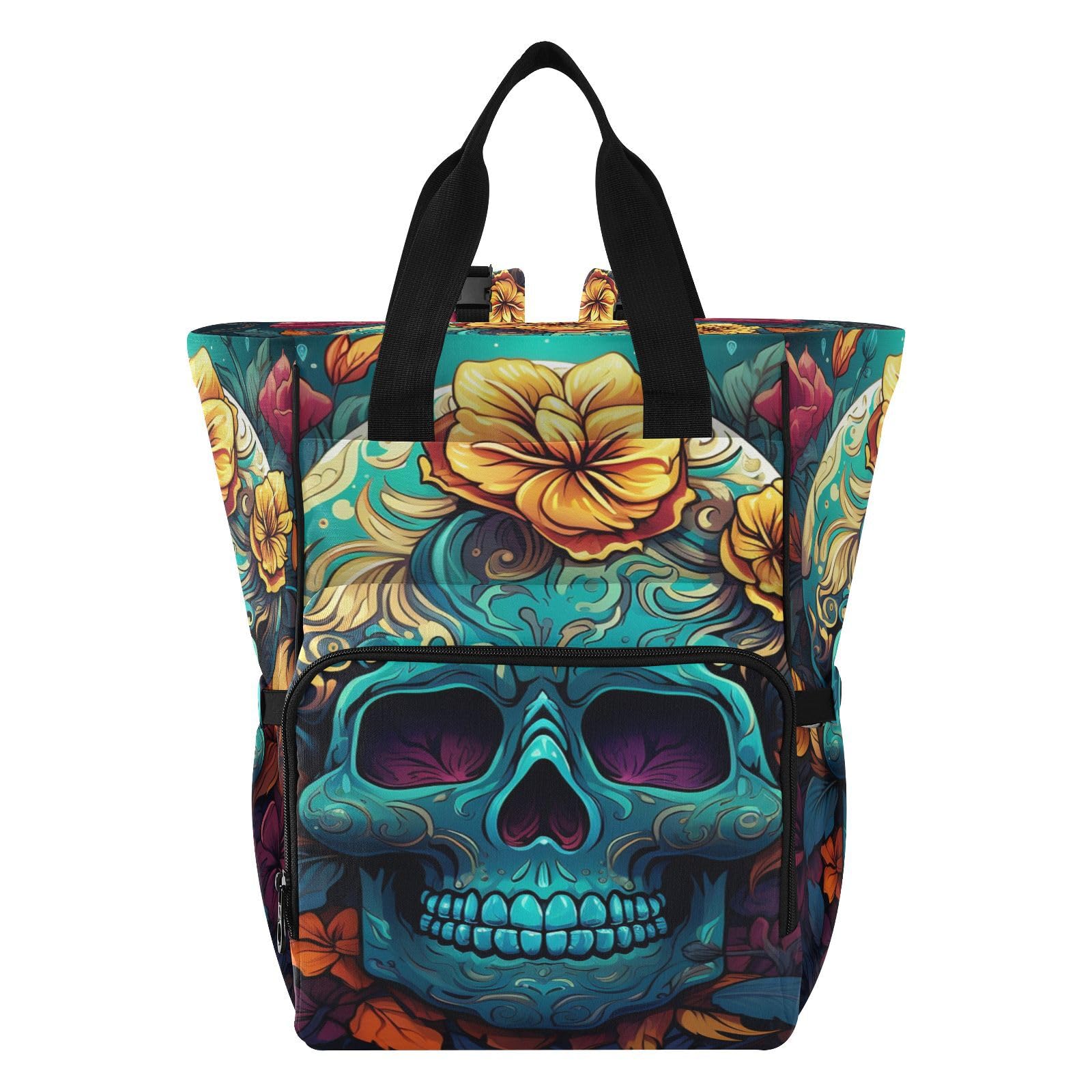 Exuberantes Flores Coloridas Mochilas de Pañales para Gran Capacidad Pañal Bolso Mochila para Viajar al Aire Libre Mamá y Papá
