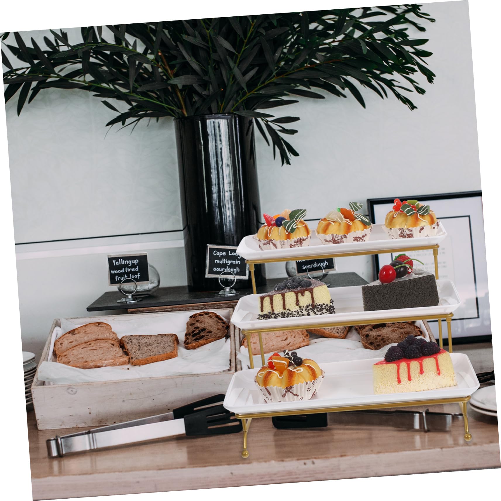 Espositore per dessert, cupcake, frutta e antipasti, elegante ed elegante, bianco, vassoio da portata ideale per buffet ed eventi