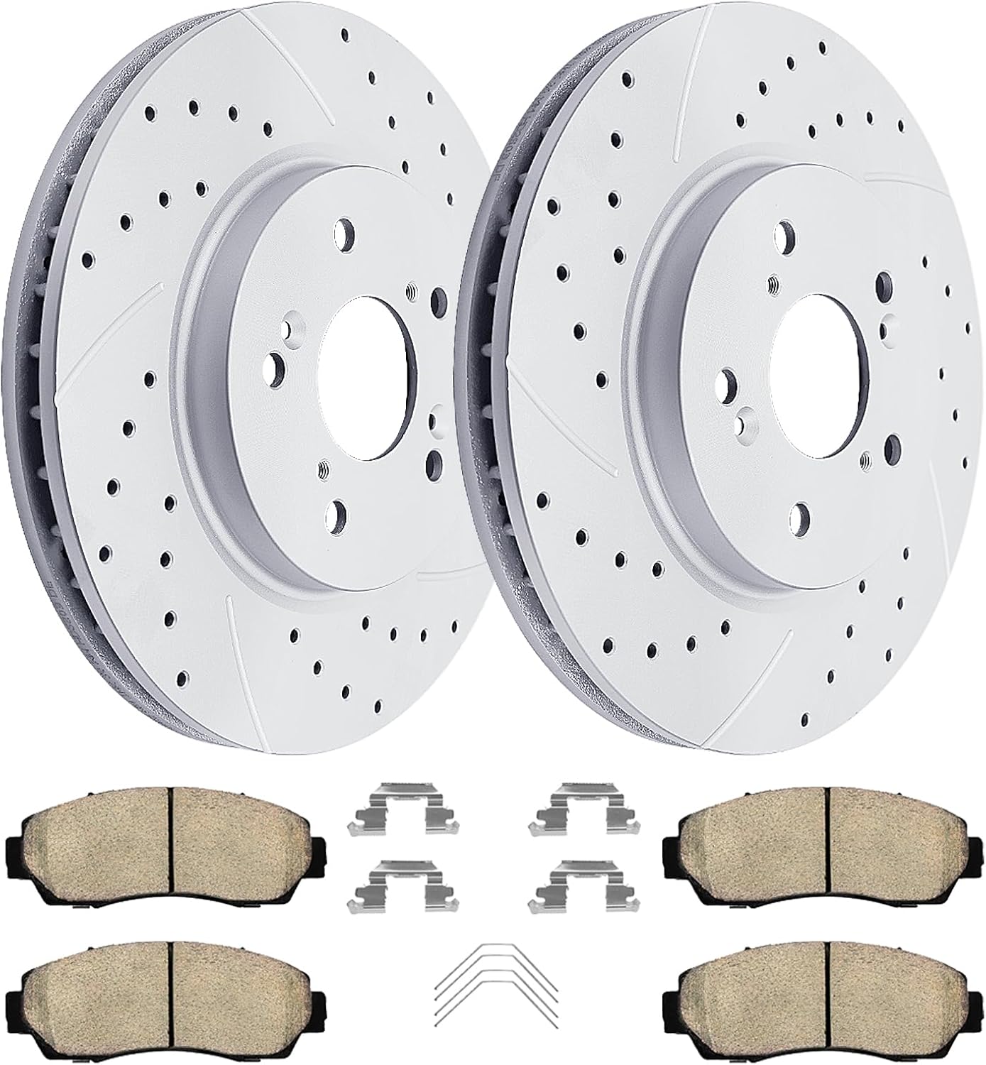 Acinoparts Front Brake Kit Replacement for 2007-2011 Honda CR-V 2007-2012 Acura RDX, 2012 Crosstour 2010-2011 Accord Crosstour Drilled and Slotted Brake Rotors Ceramic Brakes Pads 11.65 inch Rotor