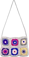 Herrida Handmade Boho Crochet Crossbody Bag - Multicolor Floral Patchwork 6 Motifs, Festival Beach Tote, Unique Women's Gift