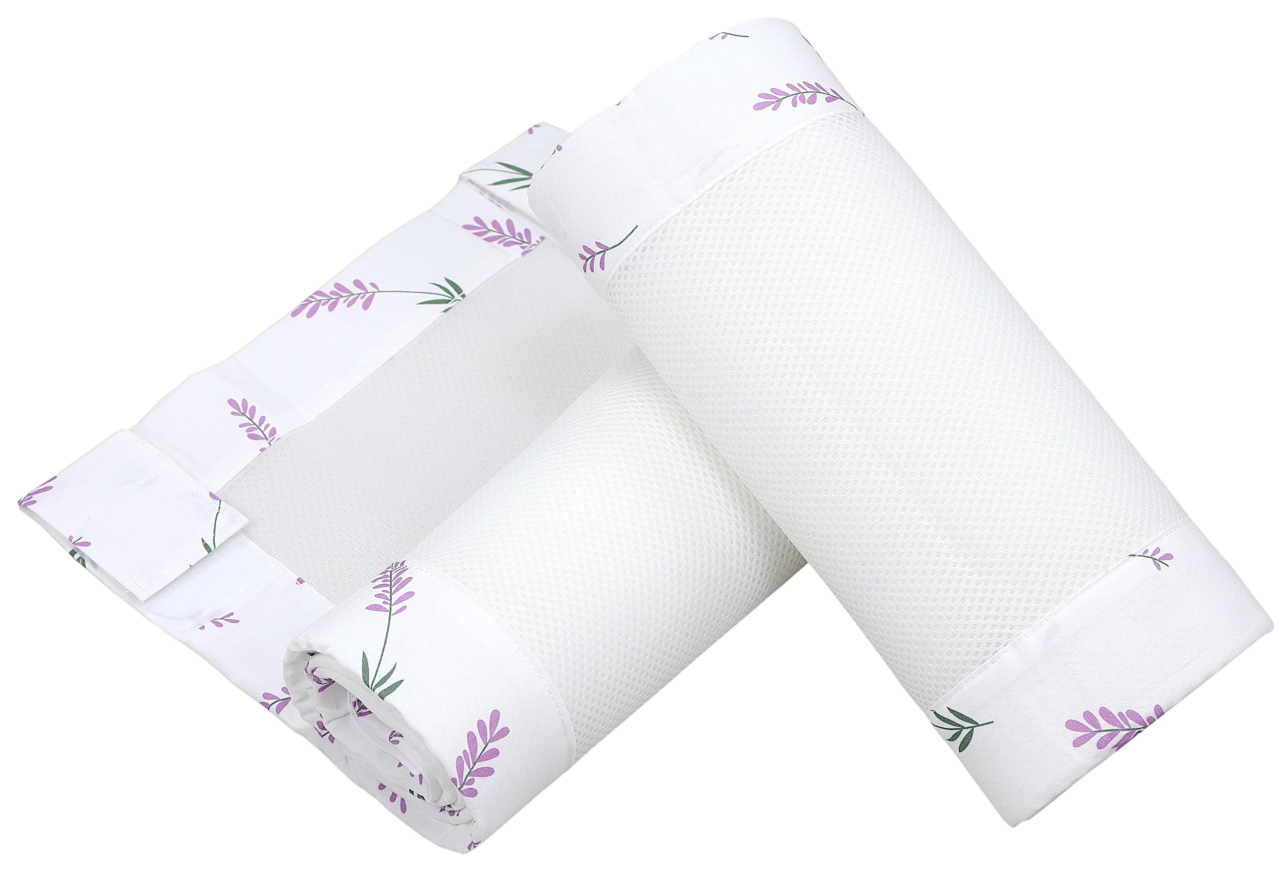 TupTam Protezione Paracolpi per Lettino Nido per Neonati Traspirazione Air Mesh 2 Pack, Fiori Rosa, ca.128 x 30 cm (per Lettino 140x70)