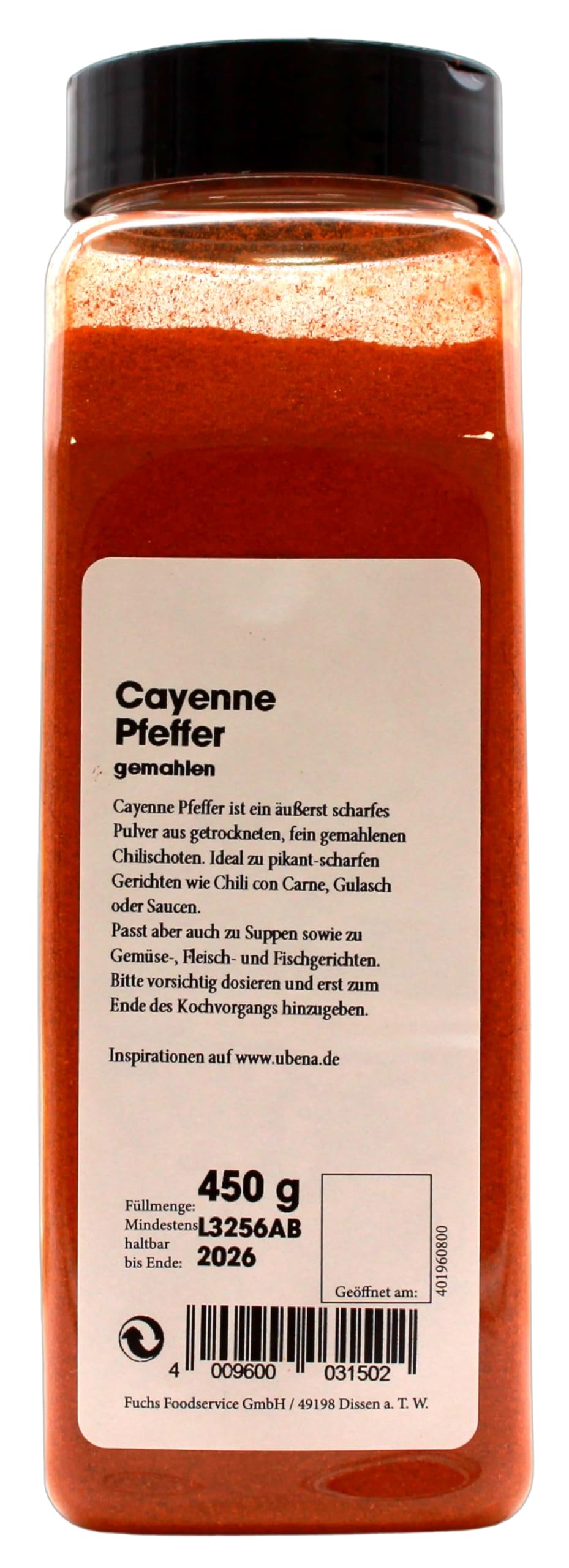 Ubena Cayenne Pfeffer gemahlen, 4er Pack (4 x 450g)