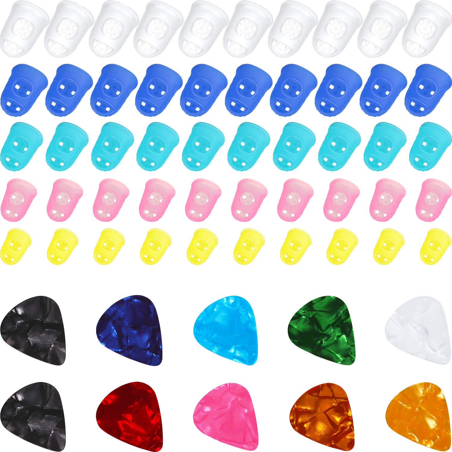 50 Pieces Guitar Silicone Finger Protector, Color Fingertip Protection