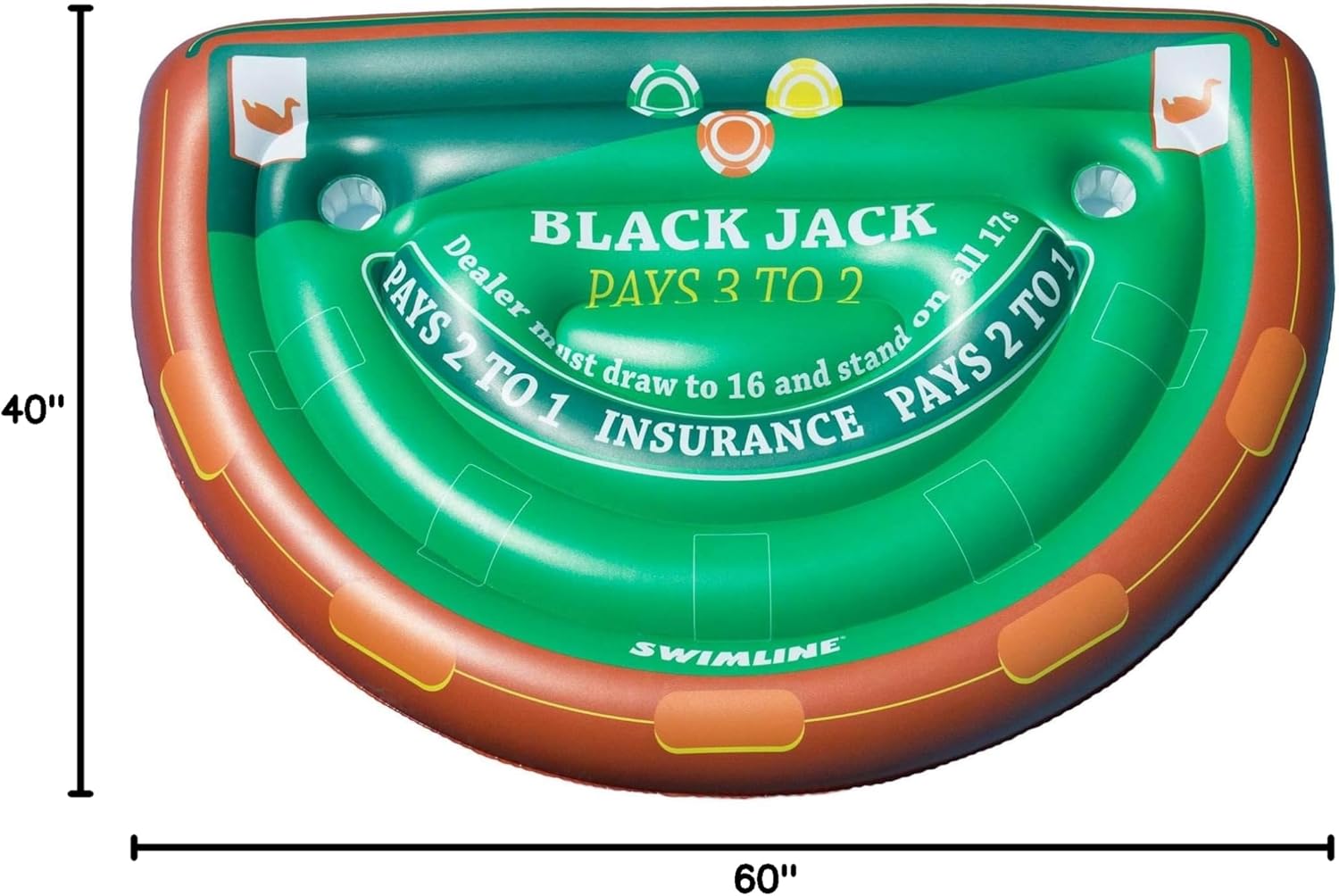 Swimline 90665 Giant Inflatable Swimming Pool Toy Blackjack Card Table Float