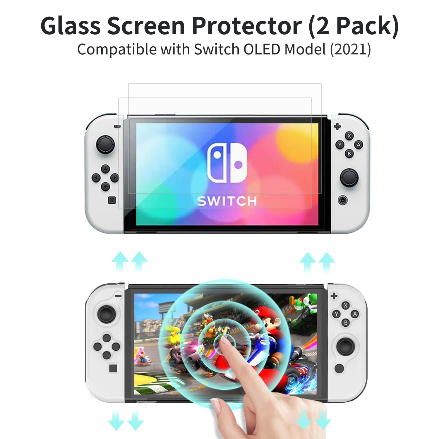 Custodia per Nintendo Switch OLED modello 2021, set di accessori con copertura trasparente, pellicola proteggi schermo, tappi per il pollice e altro ancora, adatta per viaggi e conservazione