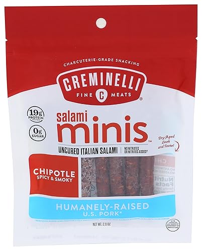 Miniatura 42 de Creminelli - Colaciones pequeñas de salami original con fabricación a conciencia en los Estados Unidos Es amigable con cerdo, keto y paleo. Cuenta
