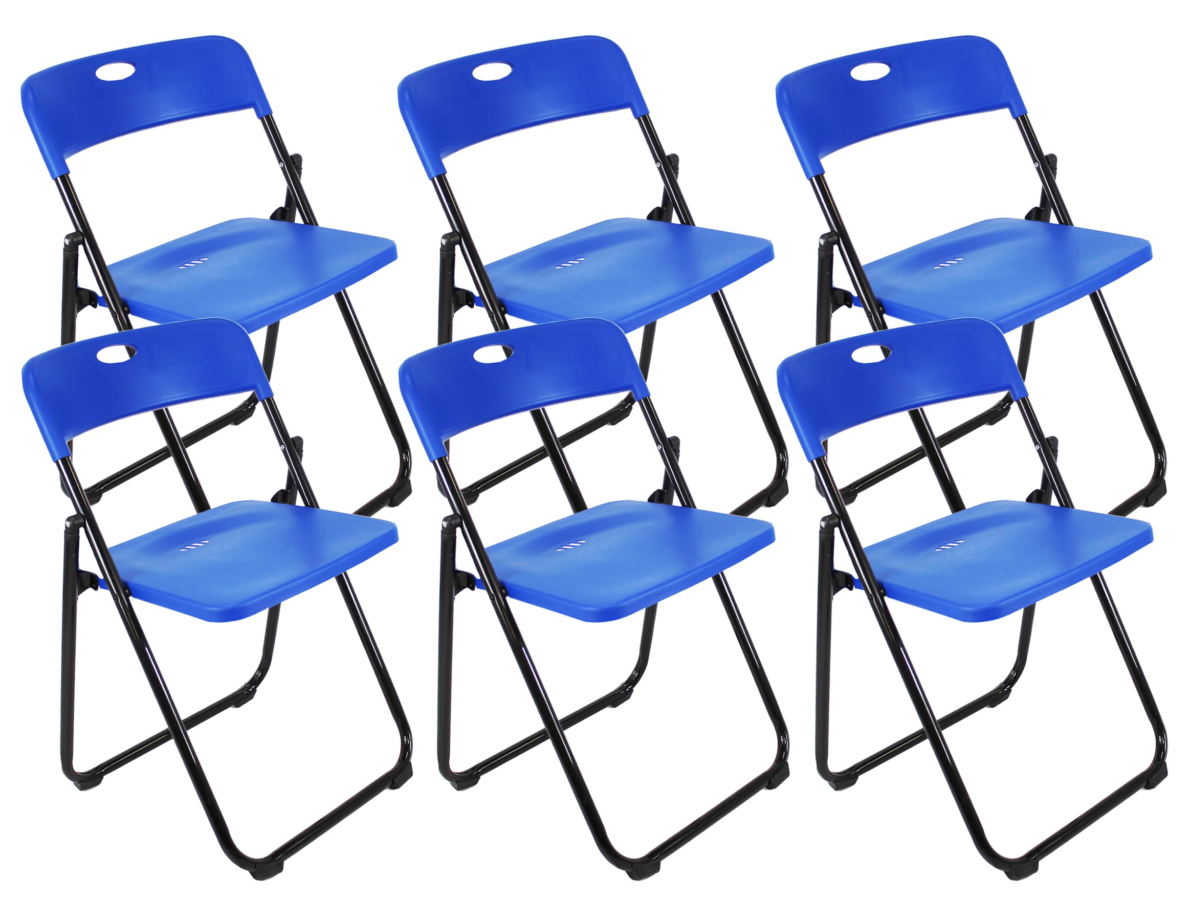 Meta Stainless Steel Folding Chair - Curved Back Non-slip Mute Office chair Load bearing 150kg Foldable chair, Plastic Legs Stable Design Home Office (6, Blue)