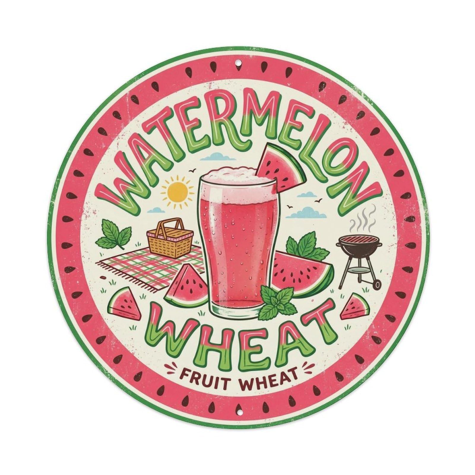 Watermelon Wheat Beer Barrel Brew Classic German Strong Metal Tin Sign