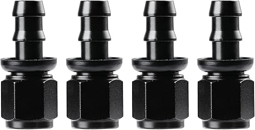 Ucreative 6AN recto empuje bloqueo manguera extremo negro 4PCS