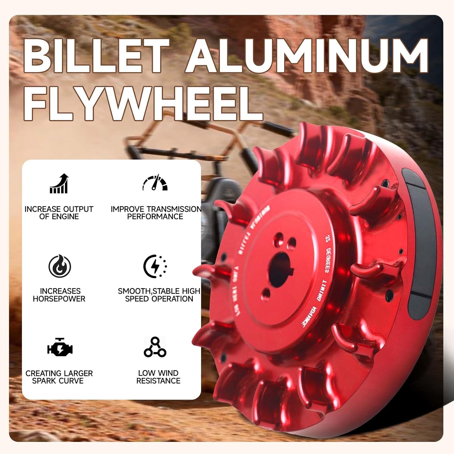 Speedway Billet Aluminum Flywheel For Predator 212cc Hemi Only,Advance timing of approximately 32 Degrees Red