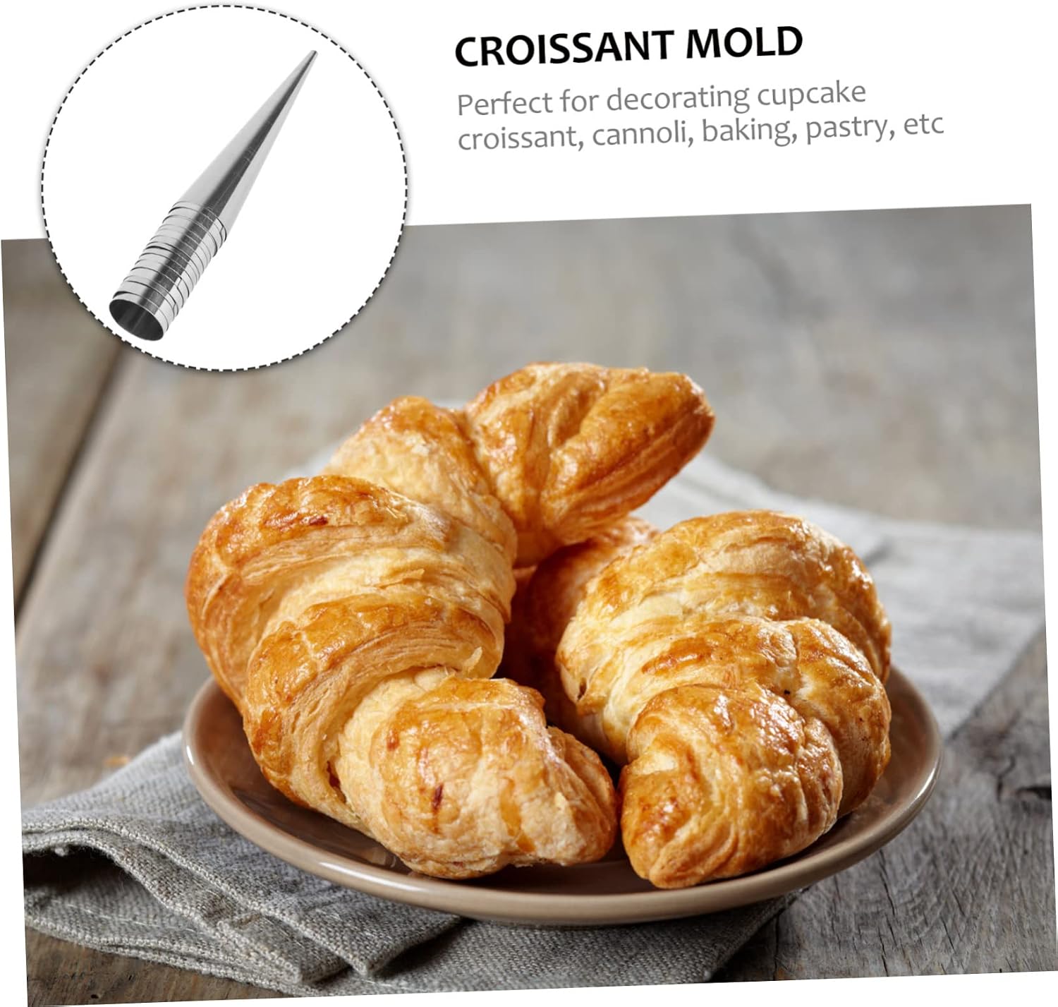 MAGICLULU 16pcs Stainless Steel Conical Tube Molds for Baking Canonni Croissant Easy Clean Large