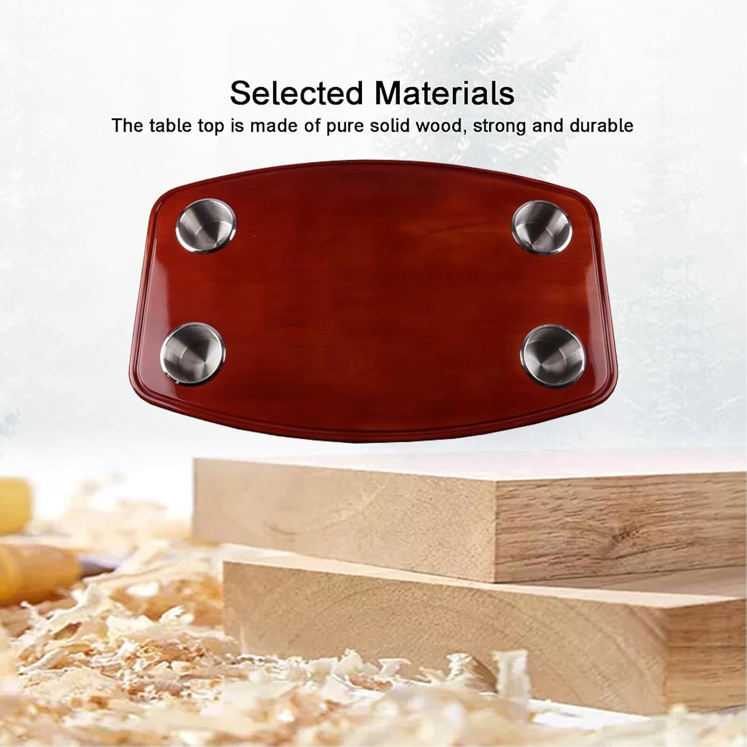 Adjustable RV Dinette Table with Oak Top, Aluminum Stand & 4 Stainless Steel Cup Holders - Perfect for Boats, Caravans & Marine Use