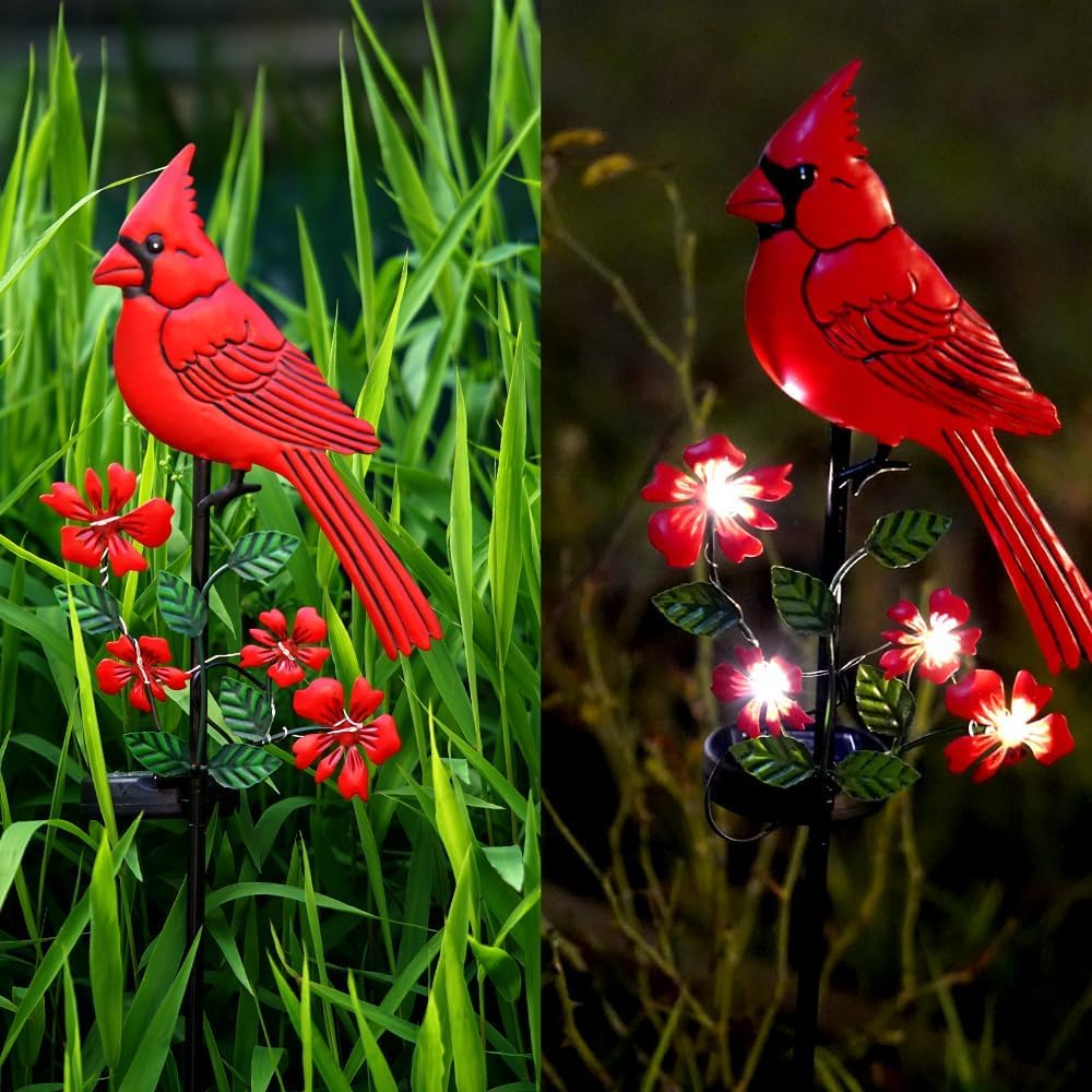 Amazon.com: Cardinal Decor Garden Stake,Solar Metal Red Cardinal