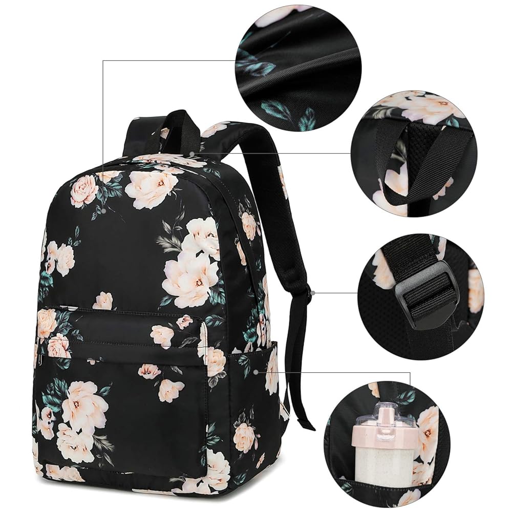 ★ACOC★ Blooming BackpackBlack 5008427512 Amazon.com: Blue Flower Floral Backpack, Vintage Backpack