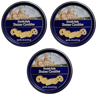 Cambridge and Thames Danish Butter Style Butter Cookies - 4 Oz. Mini Gift Tin - 3 Pack