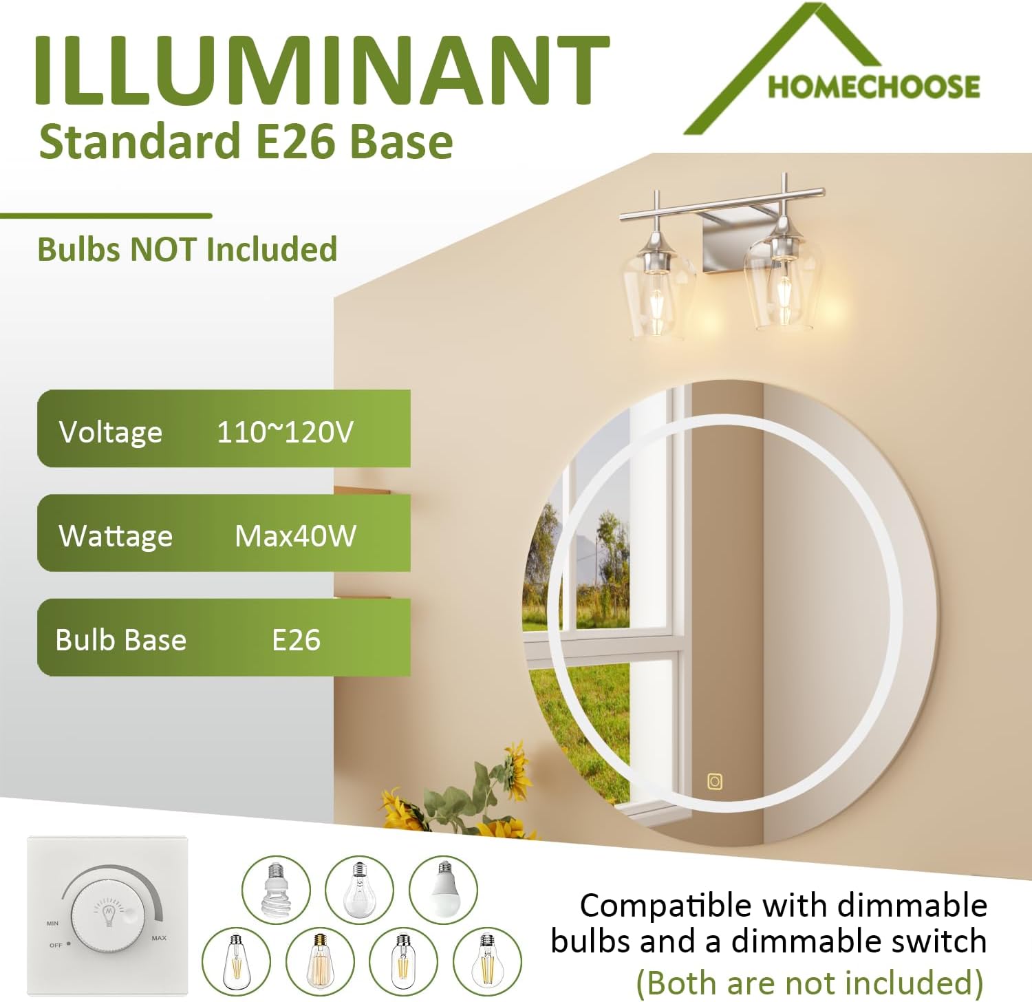 Vanity Bathroom Light, 2-Light Bathroom Light Fixtures Over Mirror, Silver Vanity Lights for Bathroom with Clear Glass, Modern Wall Lamp for Cabinet Hallway, Bedroom