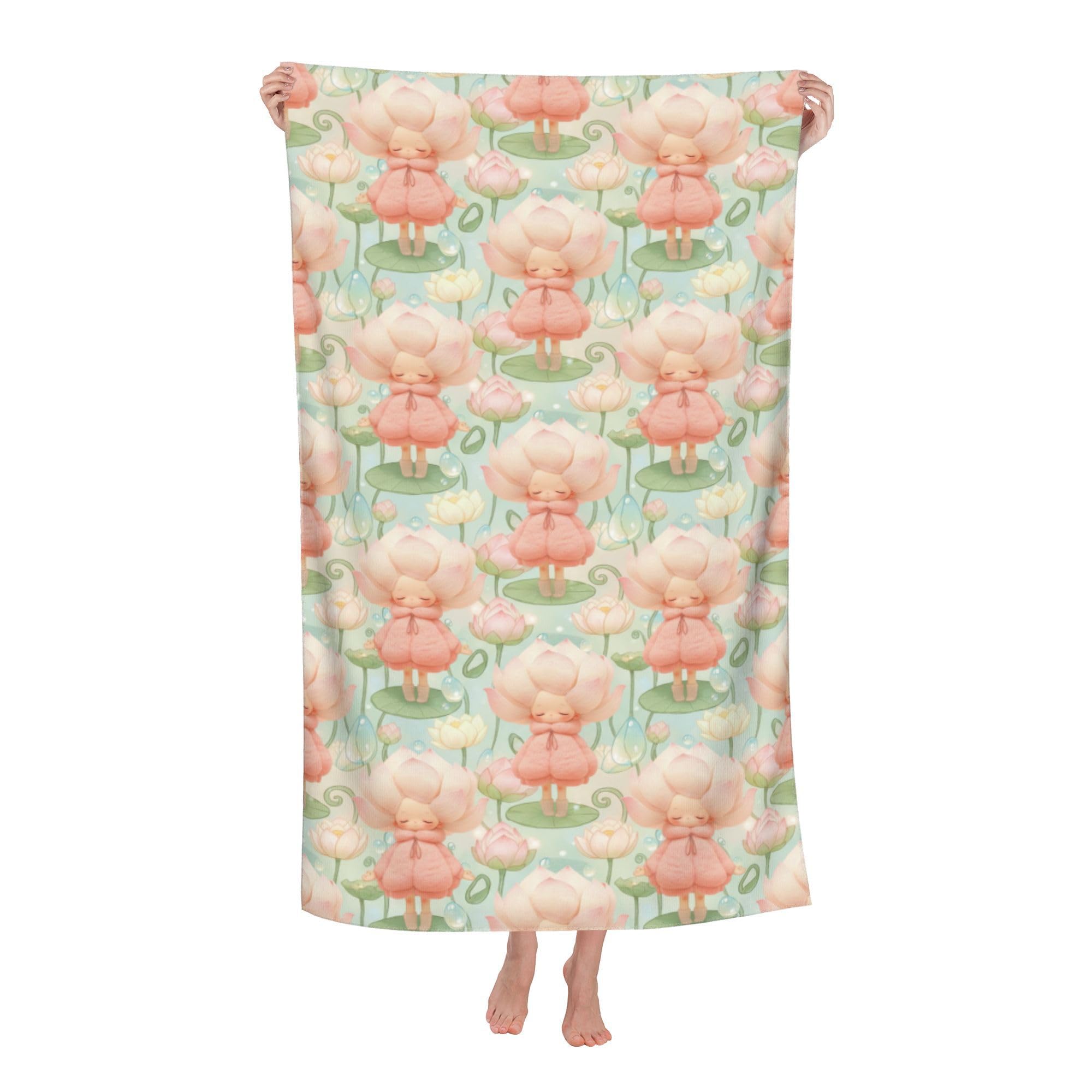 peiyeety Cartoon Lotus Character Soft Bath Towels Absorbent Bathroom Towel for Beach Hotel Gym Spa Shower