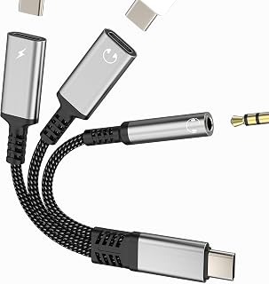Adapter USB C to Headphone Jack AUX Splitter Cable Audio 3.5mm for iPhone 17 16 15 Pro Max for Apple for iPad Compatible with Samsung S25 Type C DAC Charging Cable Microphone Jack Charging Accessories