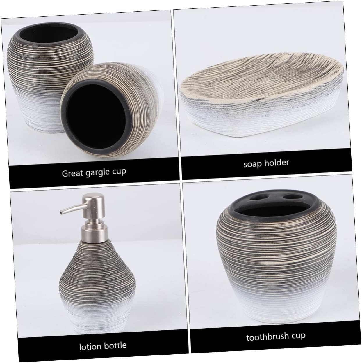 PRETYZOOM 5pcs Bathroom Accessories Ceramic Toothbrush Cup Gargle Cup Soap Holder Toothbrush Rack Lotion Bottle Home Gargle
