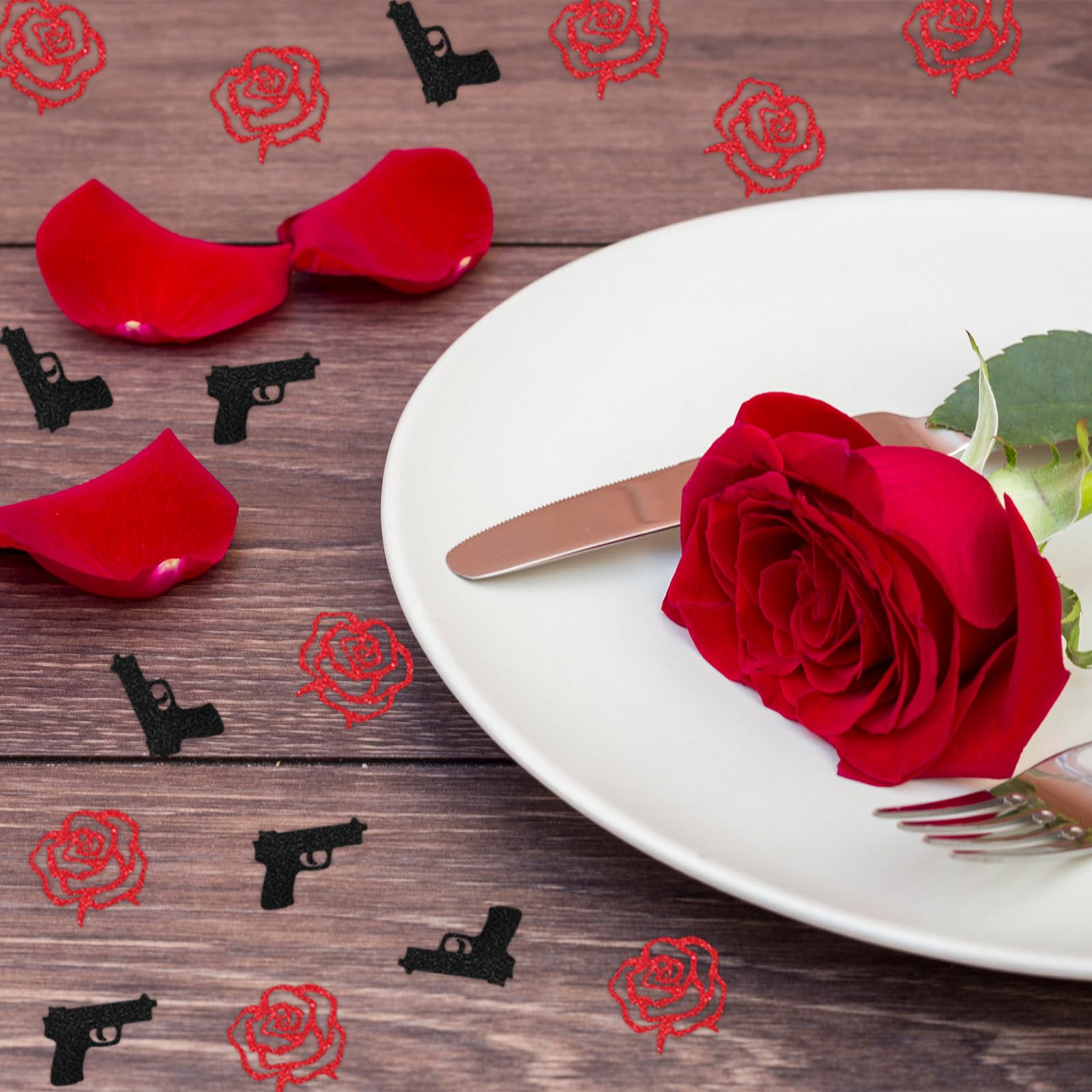 Amazon.com: Sursurprise Guns or Roses Gender Reveal Decorations, 200 PCS  Guns or Roses Confetti Glitter Table Scatter for Boys or Girls Baby Shower  Party Supplies : Home & Kitchen