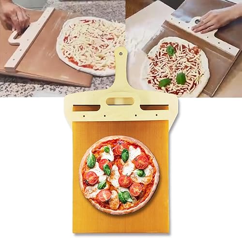 Miniatura 2 de Pala deslizante para pizza, con agujero para colgar, práctica espátula para pizza, pala, antiadherente, para la cocina del hogar (m)