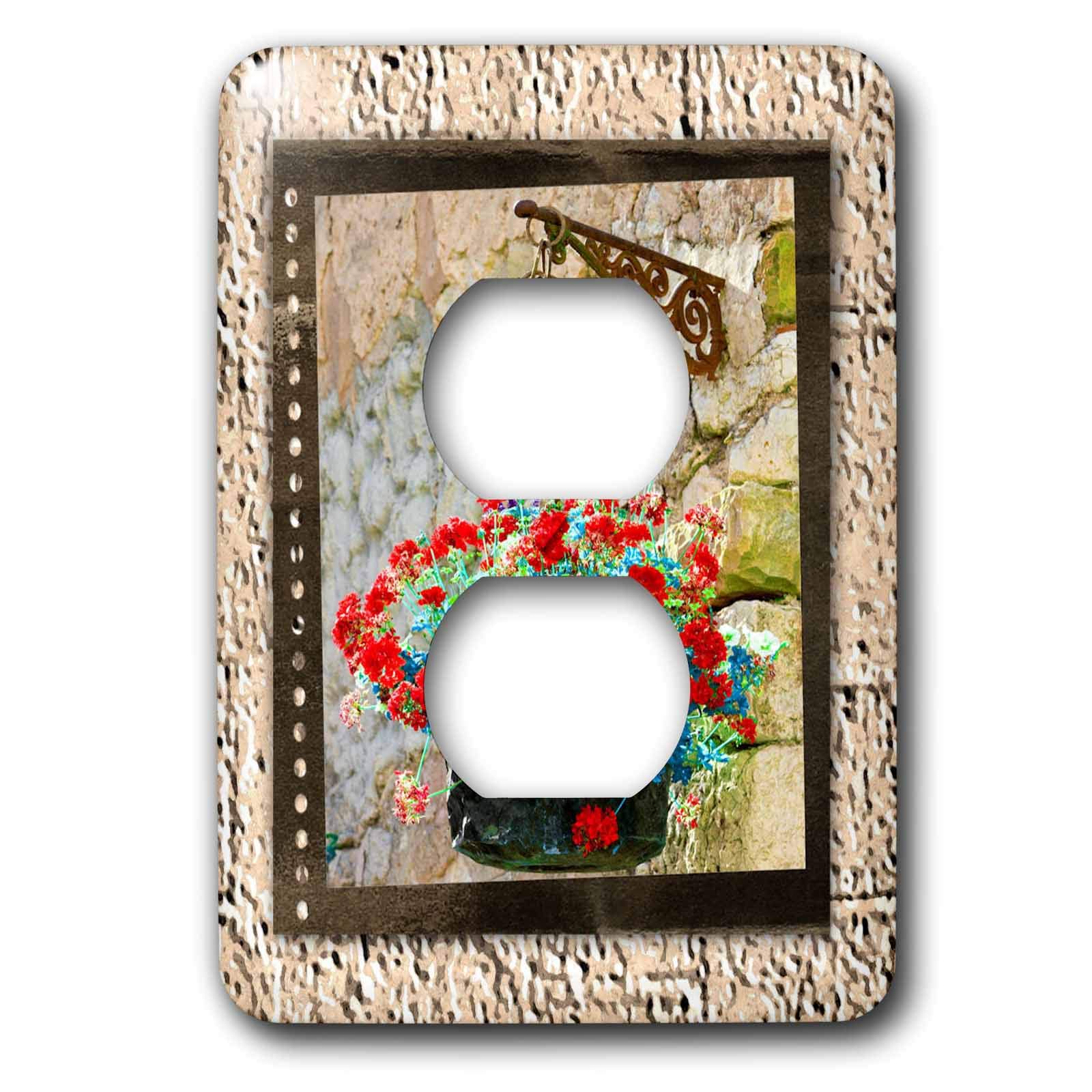 Panier de fleurs suspendu cache prise de courant murale double 3dRose lsp_18335_6