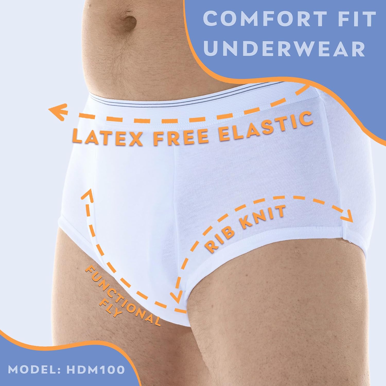 Wearever Men’s Incontinence Briefs for Bladder Control with Super Absorbency - Reusable & Washable Leak Proof Underwear for Men 300 ml (Pack of 3) (White) (M) (Waist 34-36)
