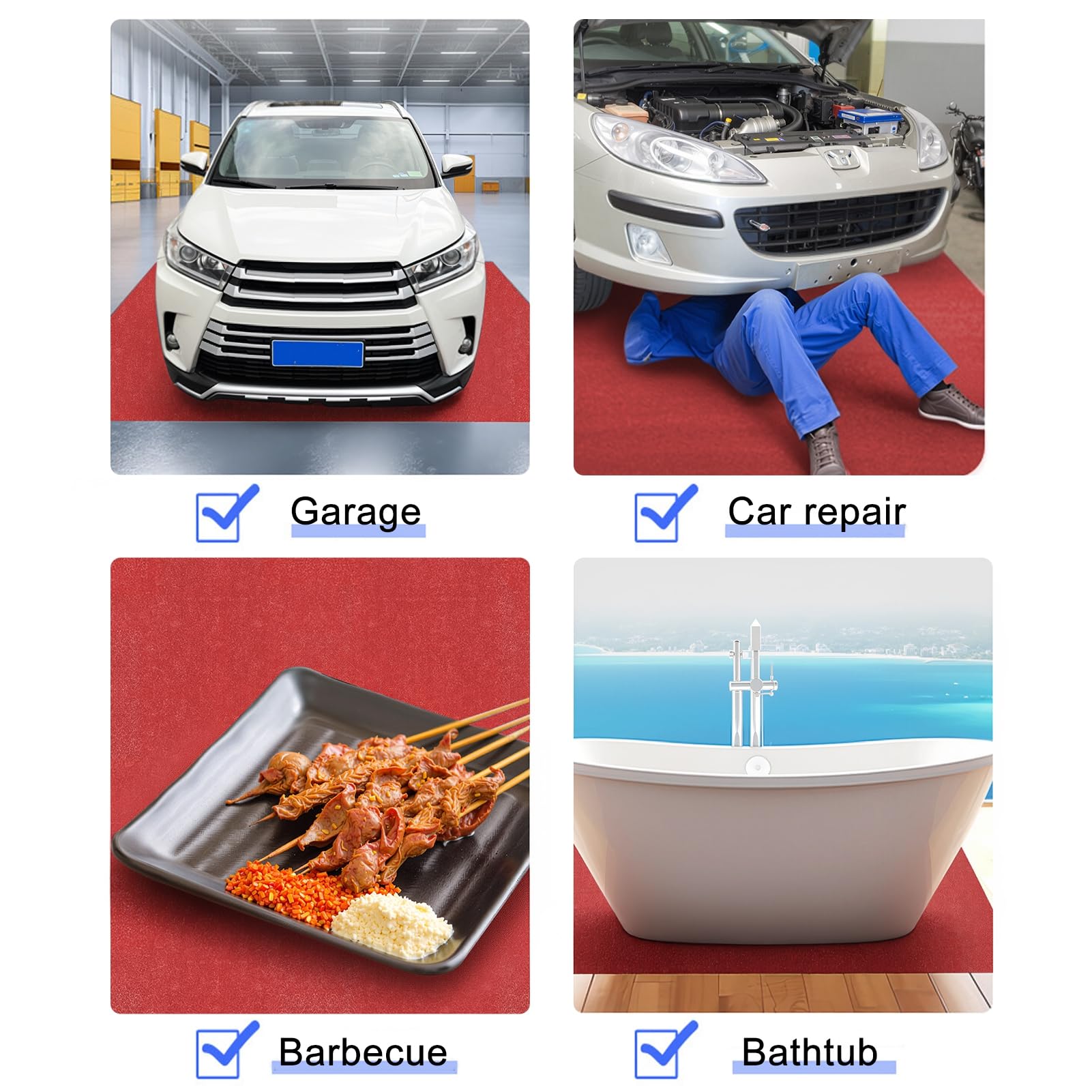 Garagenmatte ölauffangend 5,2x2,2m wasserdichte Unterlegmatte für Auto, rutschfeste Garagen Bodenmatte mit PE-Rückseite, Ölmatte zuschneidbar für Werkstatt Rot 3 mm