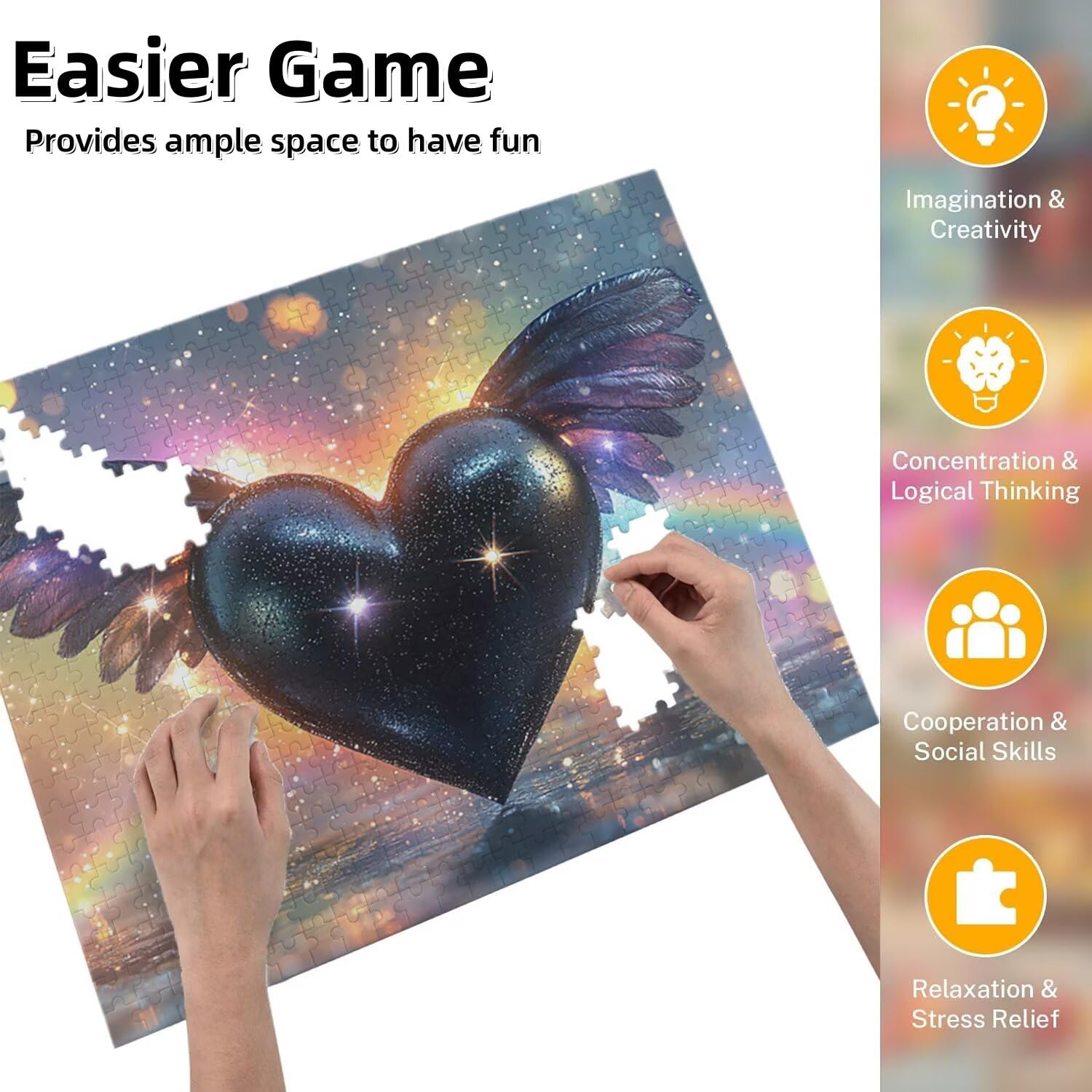 Jigsaw Puzzle, 2000 Pezzi Puzzle Classici, Nero Puzzle Rilassamento Intelligence, Mpossibile Difficile Puzzle Impegnativo per Adulti Puzzle Gioco Familiare, Regalo per Amore Amico Amore fr0-986