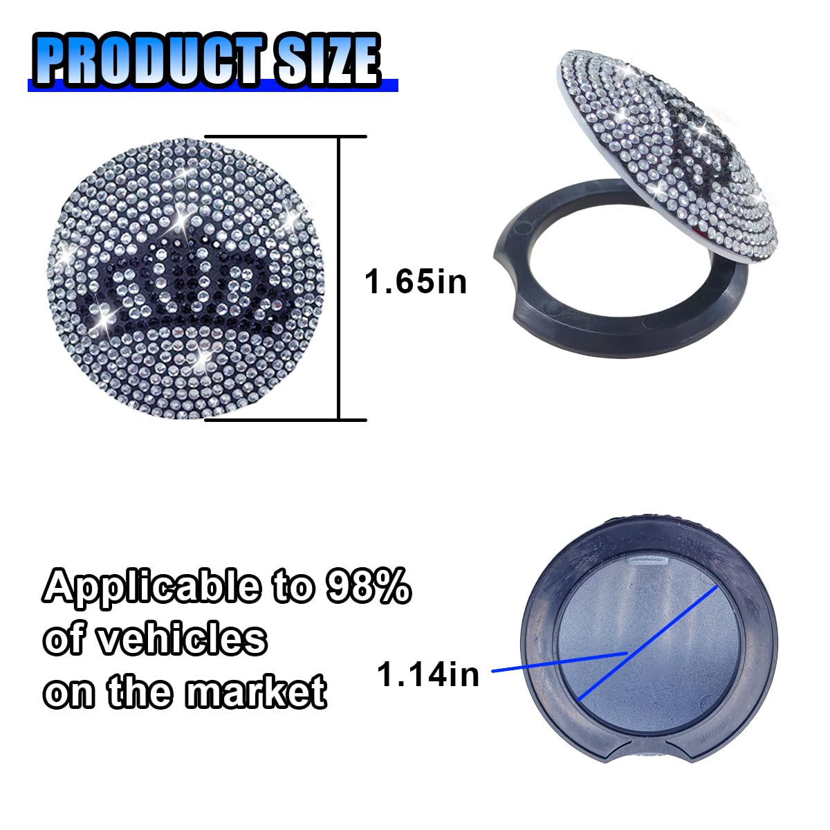 Bling Car Push to Button Cover Rhinestone Ignition Button Protective Cap Diamond Engine Start Button Stickers Universal Car — view 2