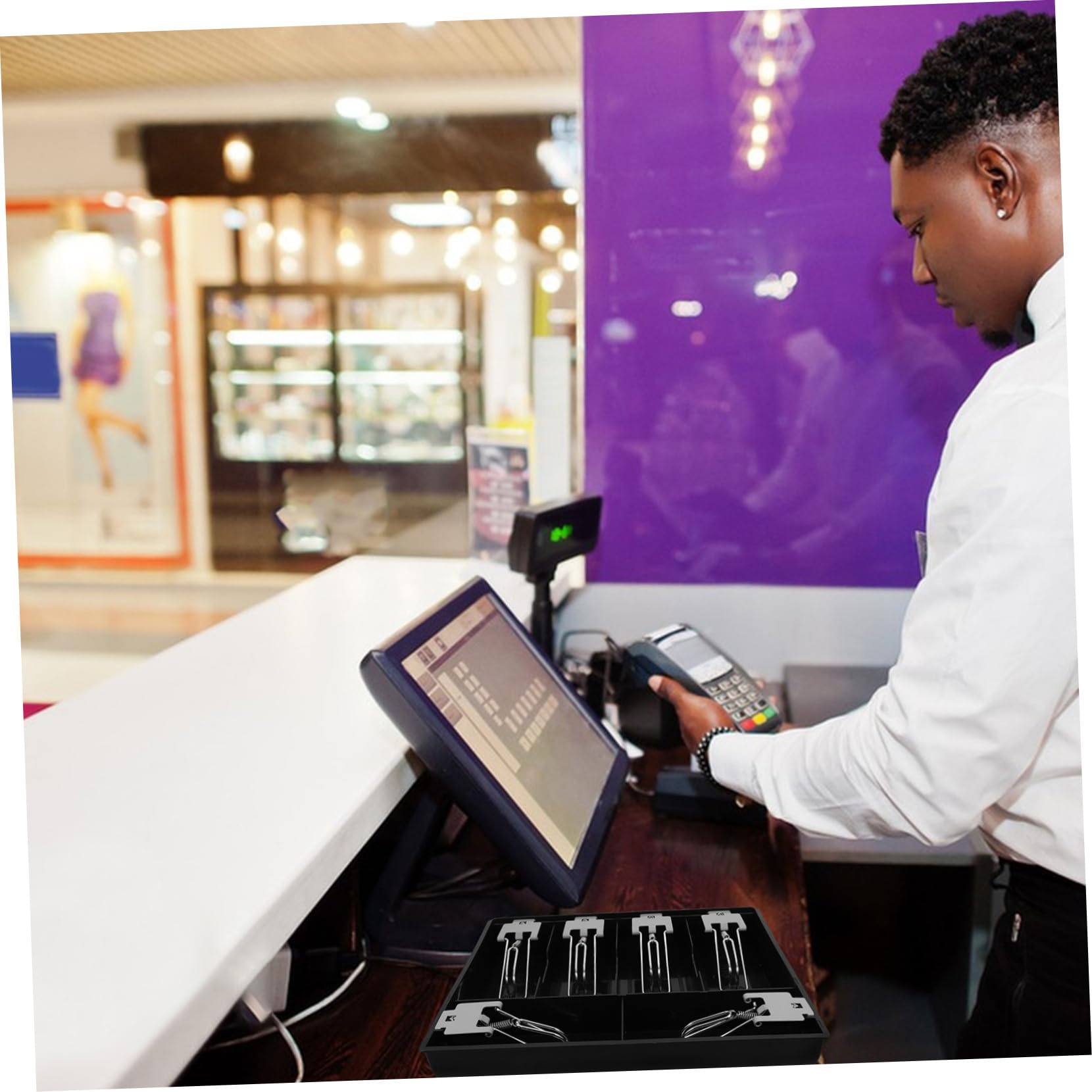 OSALADI Registratore Cassa Scomparti Per Monete e Banconote Accessorio Per Registratore Cassa Compatto e Durevole Per Piccole Imprese Panetterie Ristoranti Supermercati e Negozi
