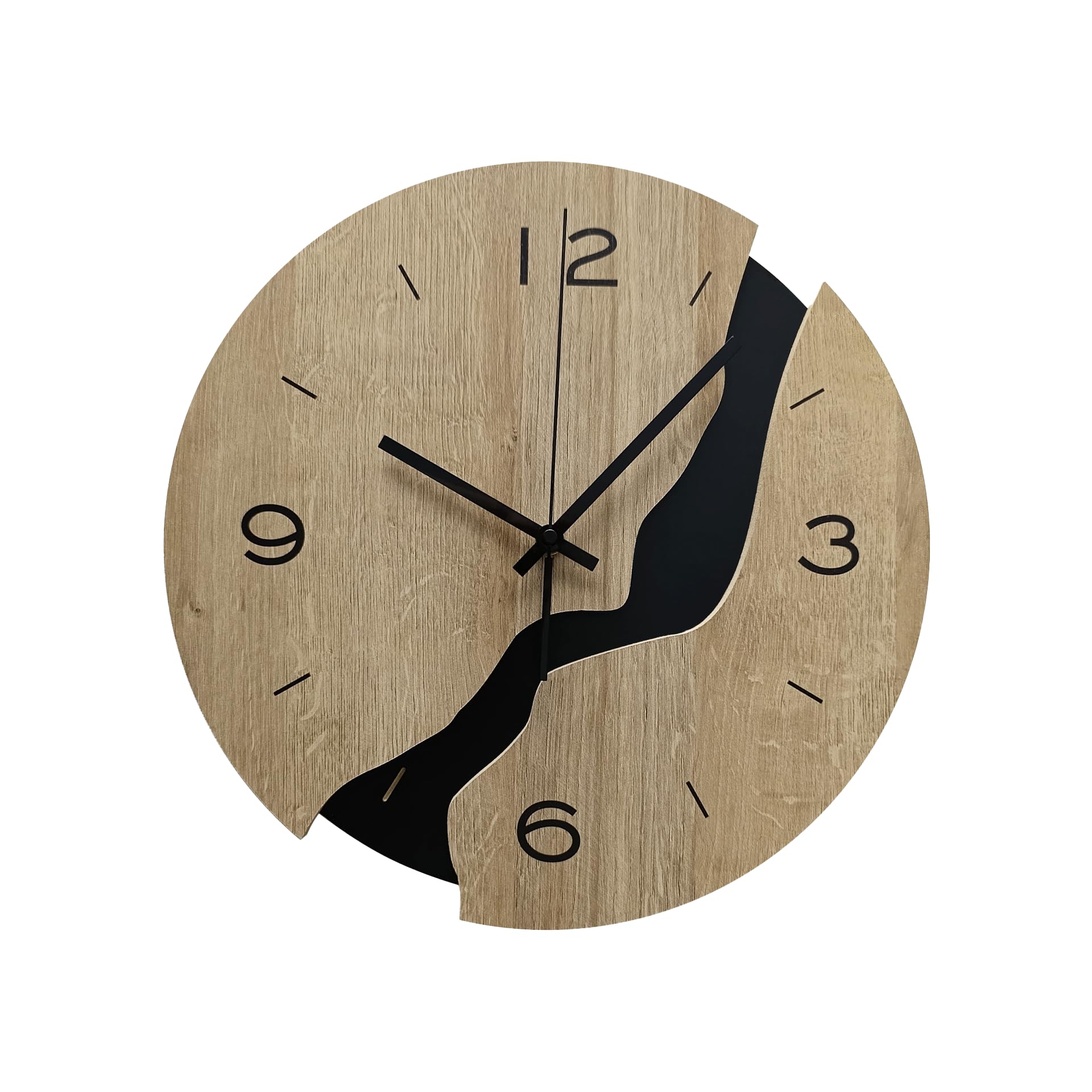 STYLER Wanduhr Billy 36 cm | Lautlose Uhr aus Holz Made in EU – inklusive Wandaufhängung – Wanduhr ohne Tickgeräusche mit Metallzeiger | Wohnzimmer Schlafzimmer Flur Küche | Loft Modern Minimalismus