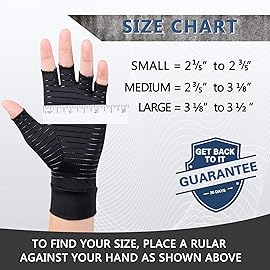 HENOTIC 2 Pairs Copper Arthritis Gloves for Women Men, Fingerless Breathable & Moisture Wicking Arthritis Compression Gloves for Relieving Carpal Tunnel Aches, Rheumatoid Pains, Joint Swell