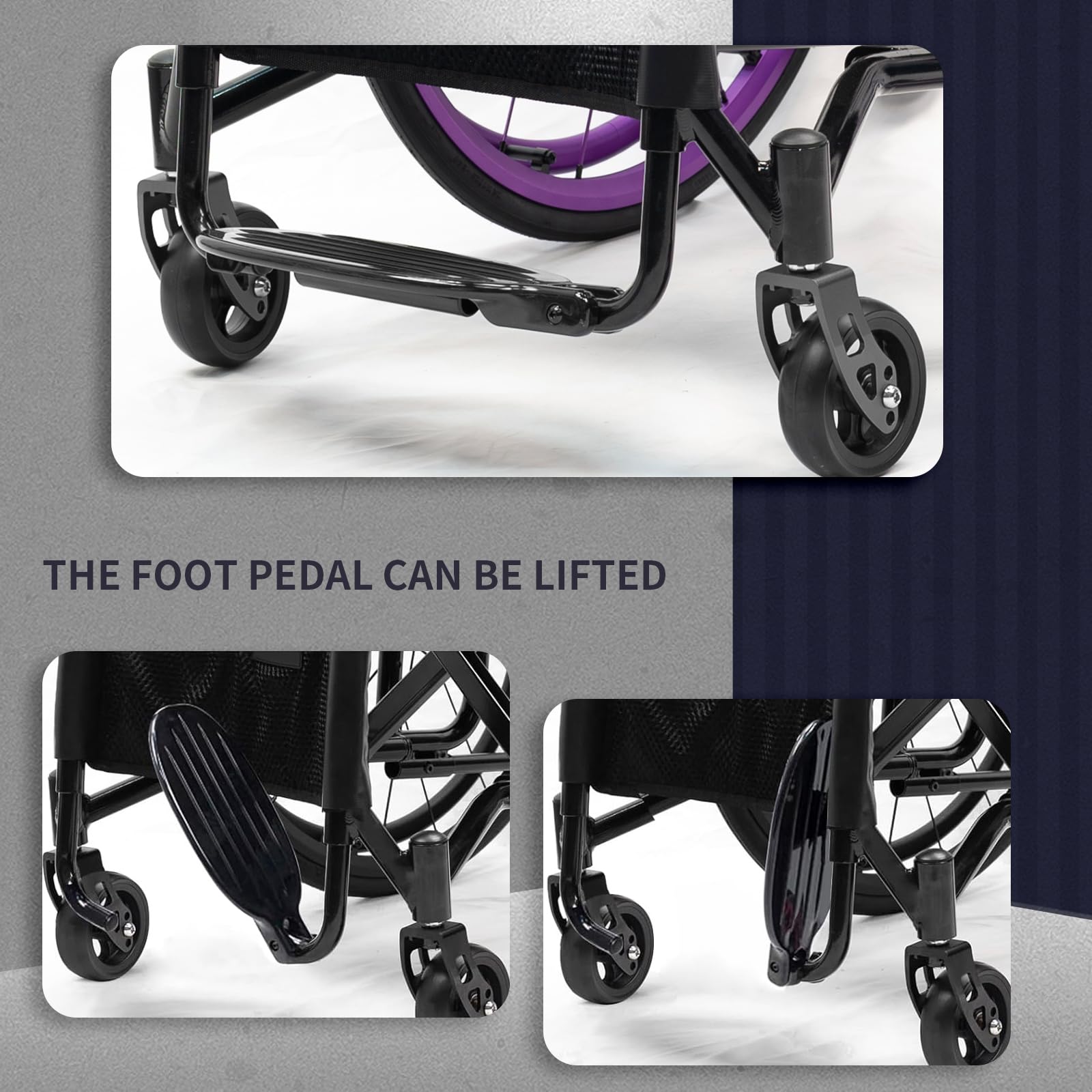 Plegable Ligera Acero para Ancianos y Minusválidos,Silla de Ruedas Manual,Plegable,Ligero,Transporte,Asiento y Respaldo con cojín Acolchado,para Adolescentes,Adultos(15.7in Seat Width)