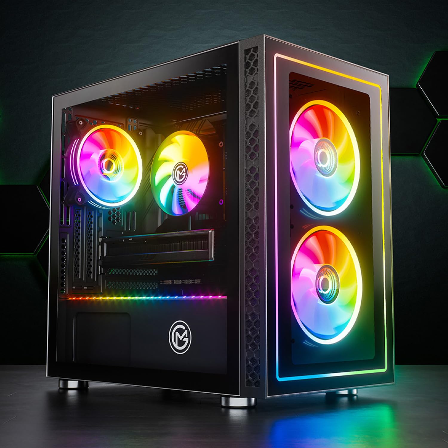 GameMachines Nova, mATX PC Gaming Gehäuse, inklusive 3 A-RGB Lüfter
