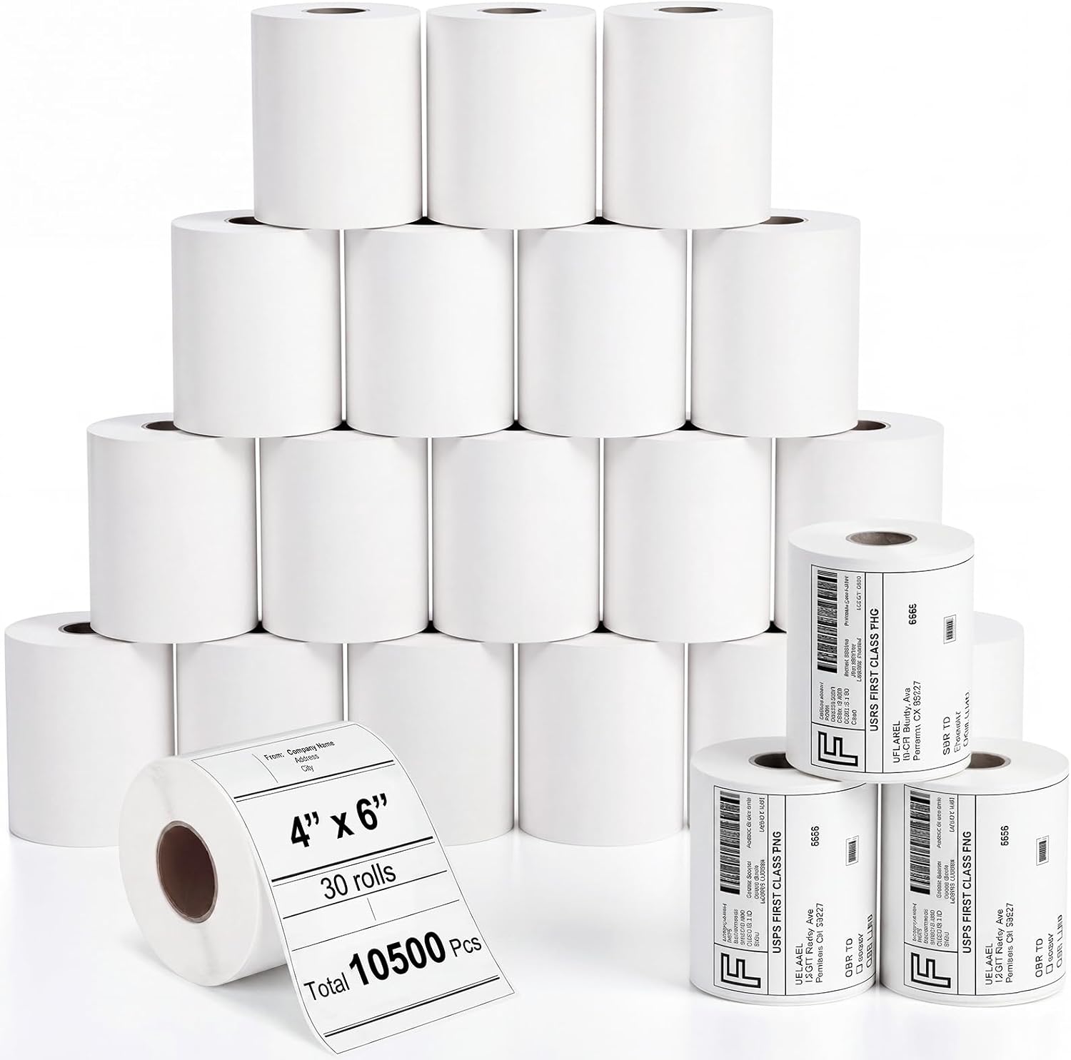 Dunzoom 10500 Pcs 4 x 6 Inch Thermal Shipping Labels Rolls Thermal Printer Label Bulk, 350 Sheet Per Roll, Commercial Grade(30 Rolls)